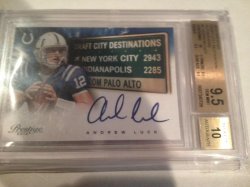 2012 Panini Prestige Andrew Luck Prestige 2012 Draft City Destinations auto graded 9.5