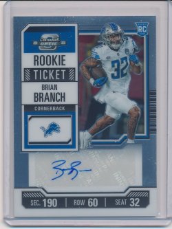    Brian Branch 2023 Panini Contenders Optic Autograph