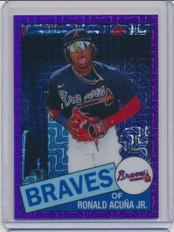    Ronald Acuna 2020 Topps Update 1985 Topps Silver Pack Chrome Purple Refractor /75