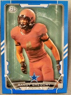 2015 Bowman Football Randy Gregory Rookie Blue Border Parallel