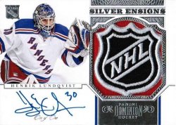 2013-14 Panini Dominion Henrik Lundqvist Silver Ensigns Shield Auto #1/1