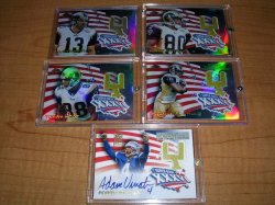 2002 Topps Chrome Superbowl Goal Post Relics Set 7-10 & Vinatieri AU