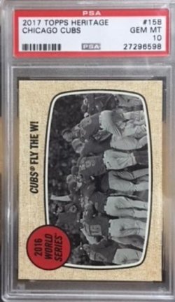 2017 Topps Heritage Reverse Stock Cubs Fly the W